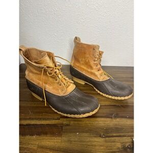 LL Bean Duck Boots Mens 13 M Brown Tan 6 Inch Leather Waterproof Bean Boots